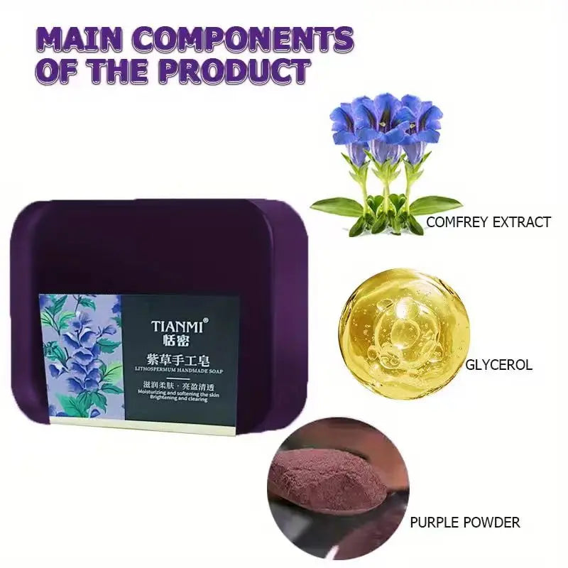 2PCS Lithospermum Handmade Soap, Gently Cleanses and Removes Makeup, Can Be Used for Full-Body Bathing, Hydrates and Moisturizes Oasis Select