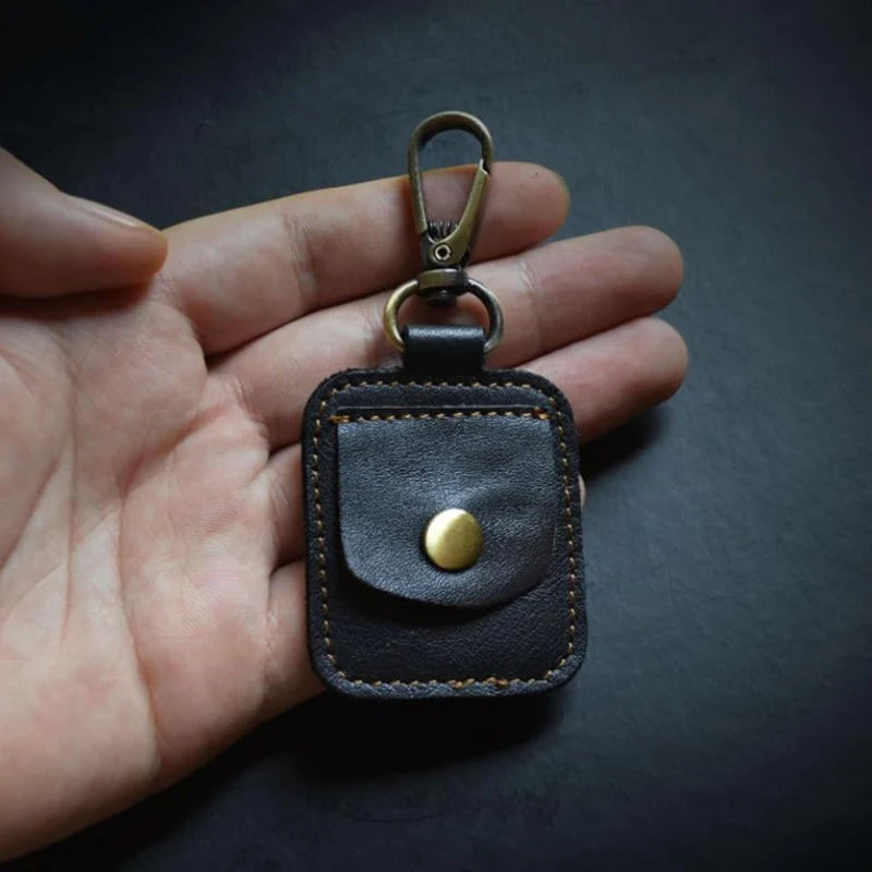 SUSU 1PCS PU Leather Ring Stand Holder Keychain Portable Jewelry Storage Box Travel Pendant Coin Storage Bag Oasis Select