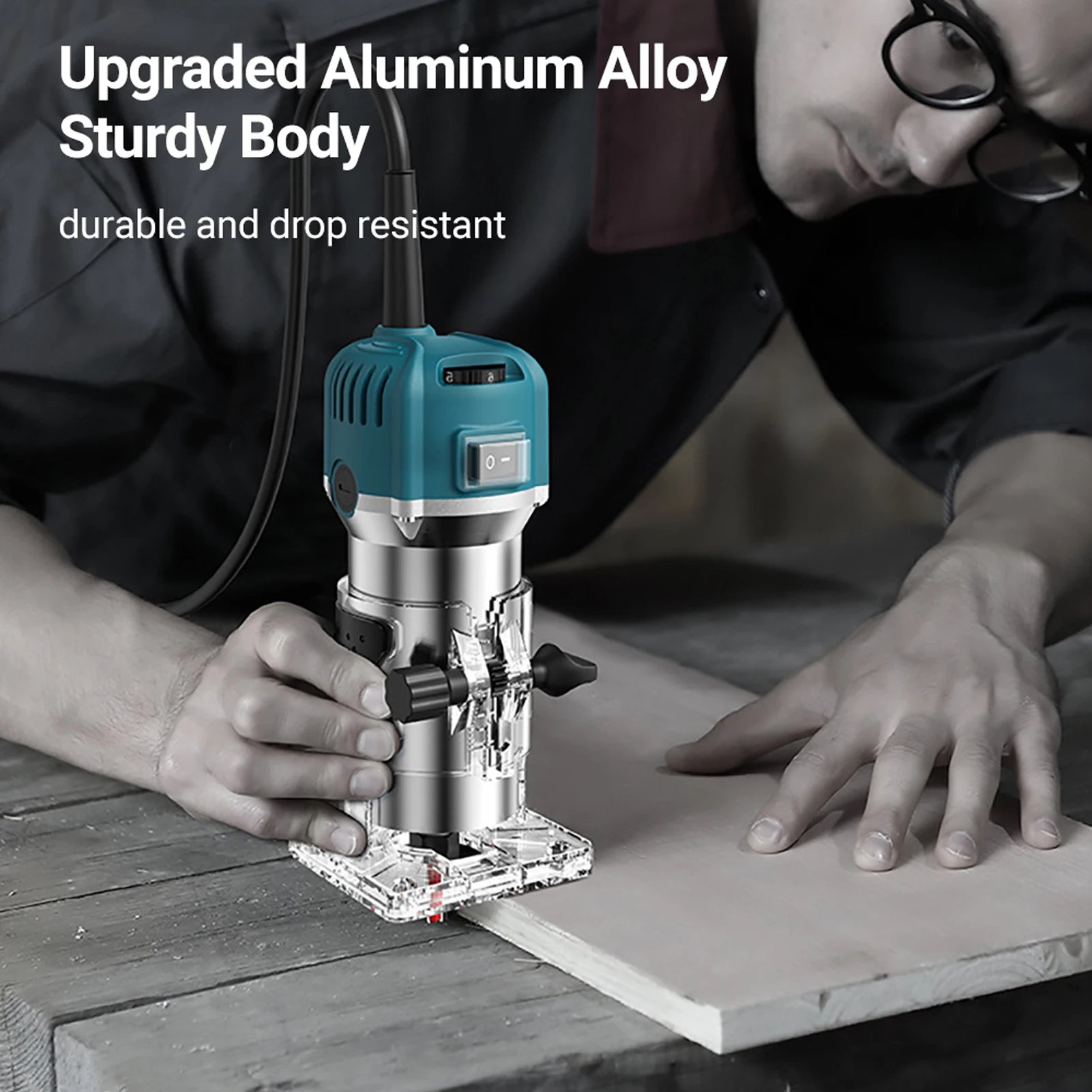 Compact Palm Wood Router Tool Electric Hand Trimmer with 6 Variable Speeds Woodworking Joiner Cutting Palmming Tool 30000RPM 800 Oasis Select