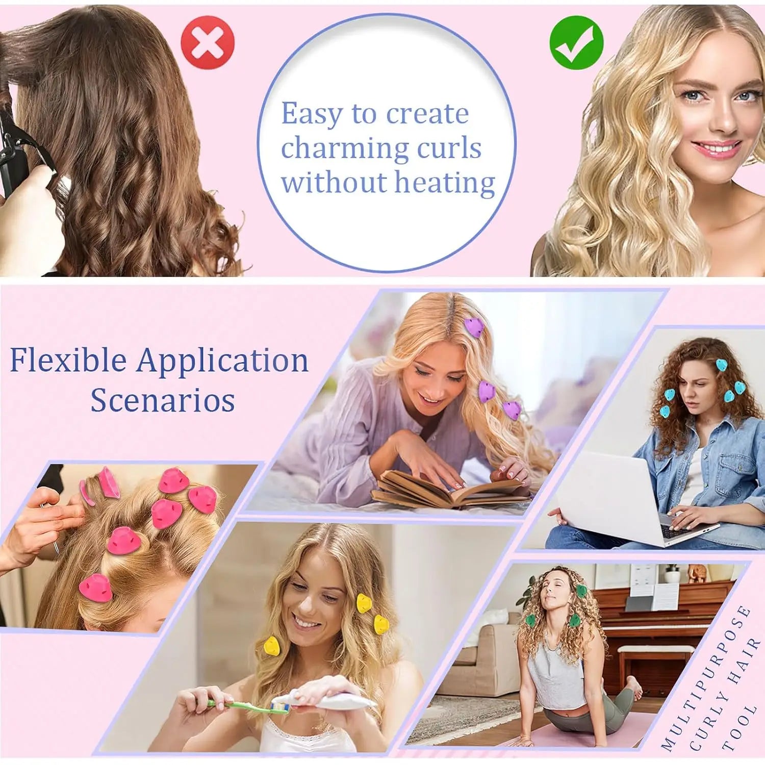 8/16 PCS Heatless Curls Overnight Mushroom-Shaped Hair Curlers Overnight Curlers for Sleep No-Damage DIY Wave Curl Set Oasis Select