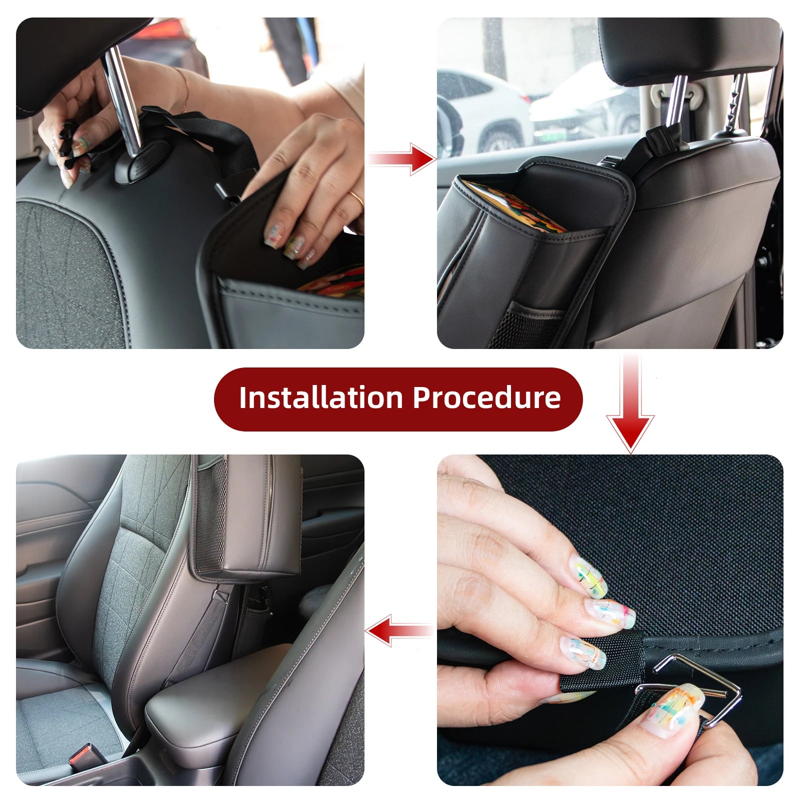 Leather Car Seat Side Organizer | Tissue, Phone & Cup Holder