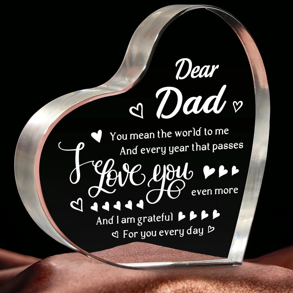 Heart-shaped Transparent Acrylic Decoration Birthday Gift Family Souvenir Father's Day Mother's Day Gift for Valentine's Day Oasis Select DAD 182