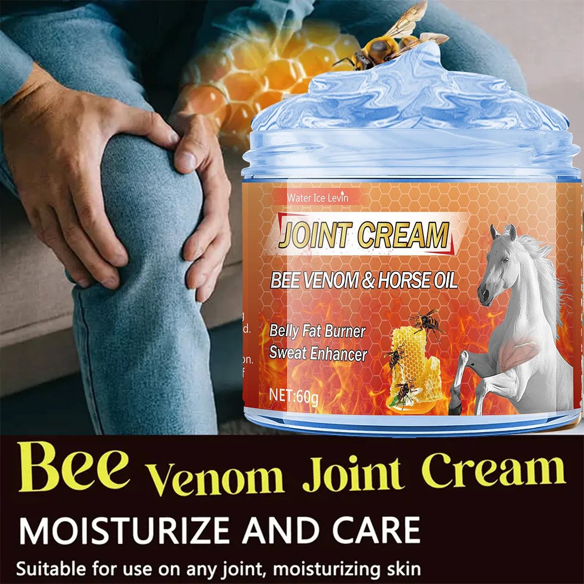 Bee Venom & Horse Oil Joint Cream - Moisturizing Formula with Ginger, Chamomile, and Arnica Extracts, Suitable for Knees, Back, Shoulders, and Neck Muscles - 60g Oasis Select