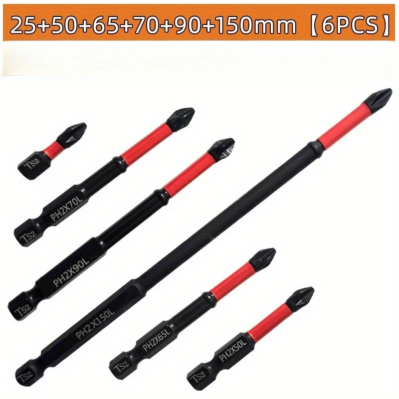 Crosshead And Impact Drill Bits High Hardness S2 Steel Magnetic Non-Slip Drill Bit Set 6/12 Pieces For Electric And Hand Drivers Oasis Select 6PCS