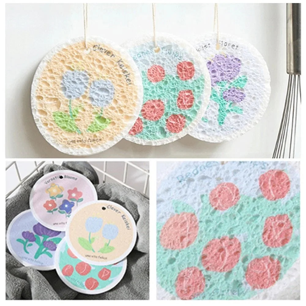 4Pcs Magic Wipe Cleaning Sponges Cotton Scouring Pads Wood Pulp Dishwashing Sponge Melamine Dishcloth Wood Pulp Washing Tool Oasis Select