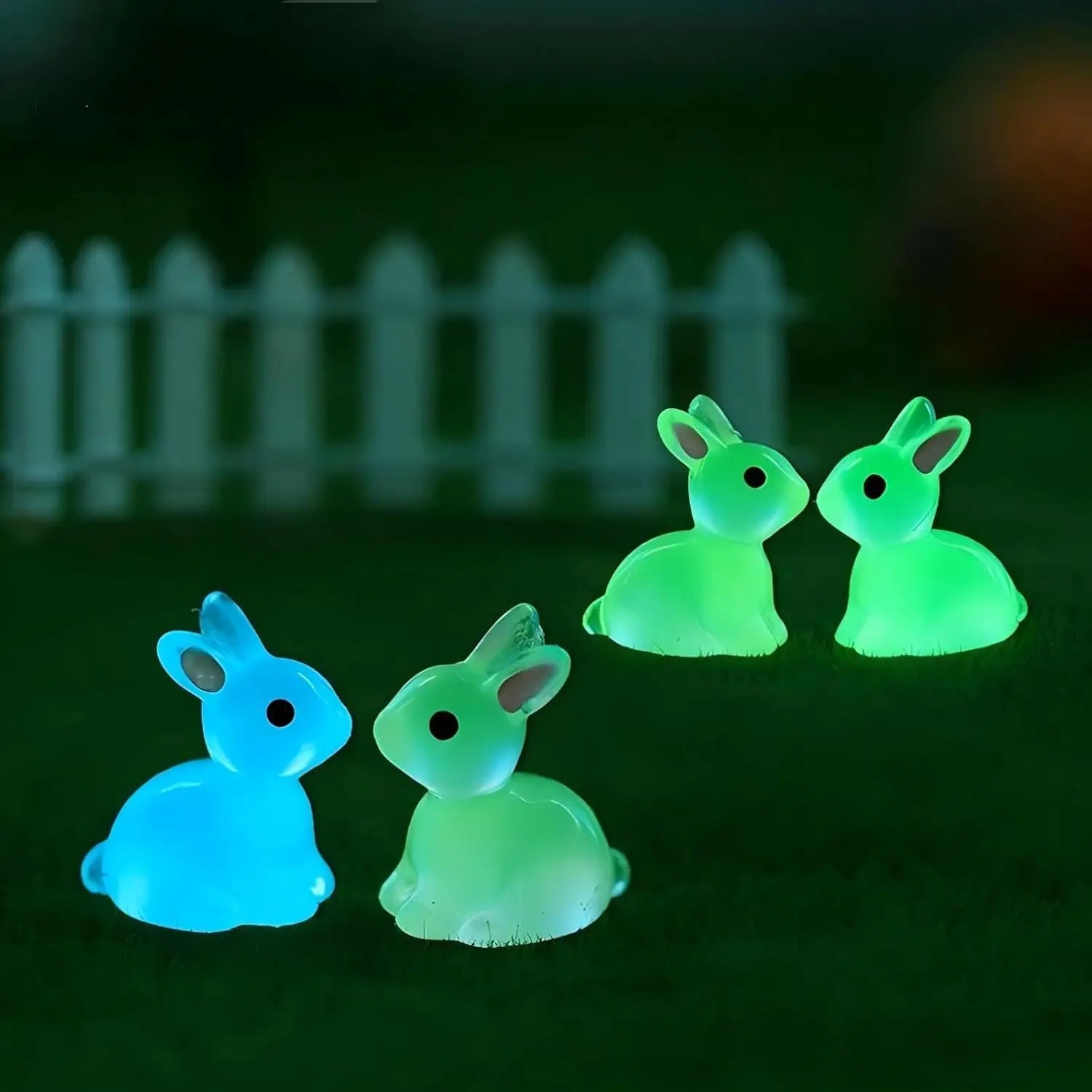 18/36/54 PCS Glow-in-the-Dark Bunny Figurines for Fairy Garden Paths & Micro Landscapes Resin Mini Rabbits Moss Terrarium Decor Oasis Select