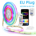 RGBIC Dreamcolor LED Strip Light 12V Tuya WIFI APP Control,Novel Rainbow Chasing Atmosphere Lamp COB Colorful Tape for Game Room Oasis Select European Power Plug 5M Kit