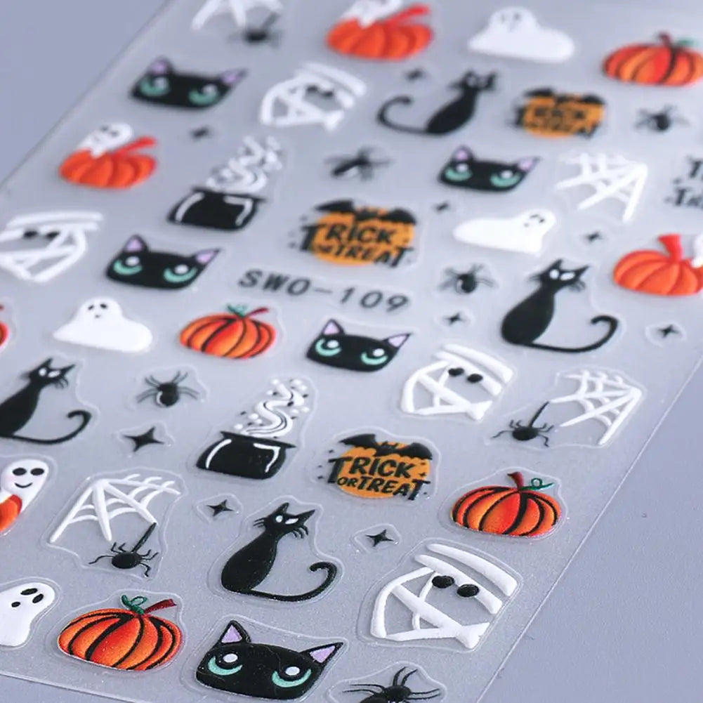 Halloween Nail Stickers – Pumpkin Ghost Skull DIY Decals