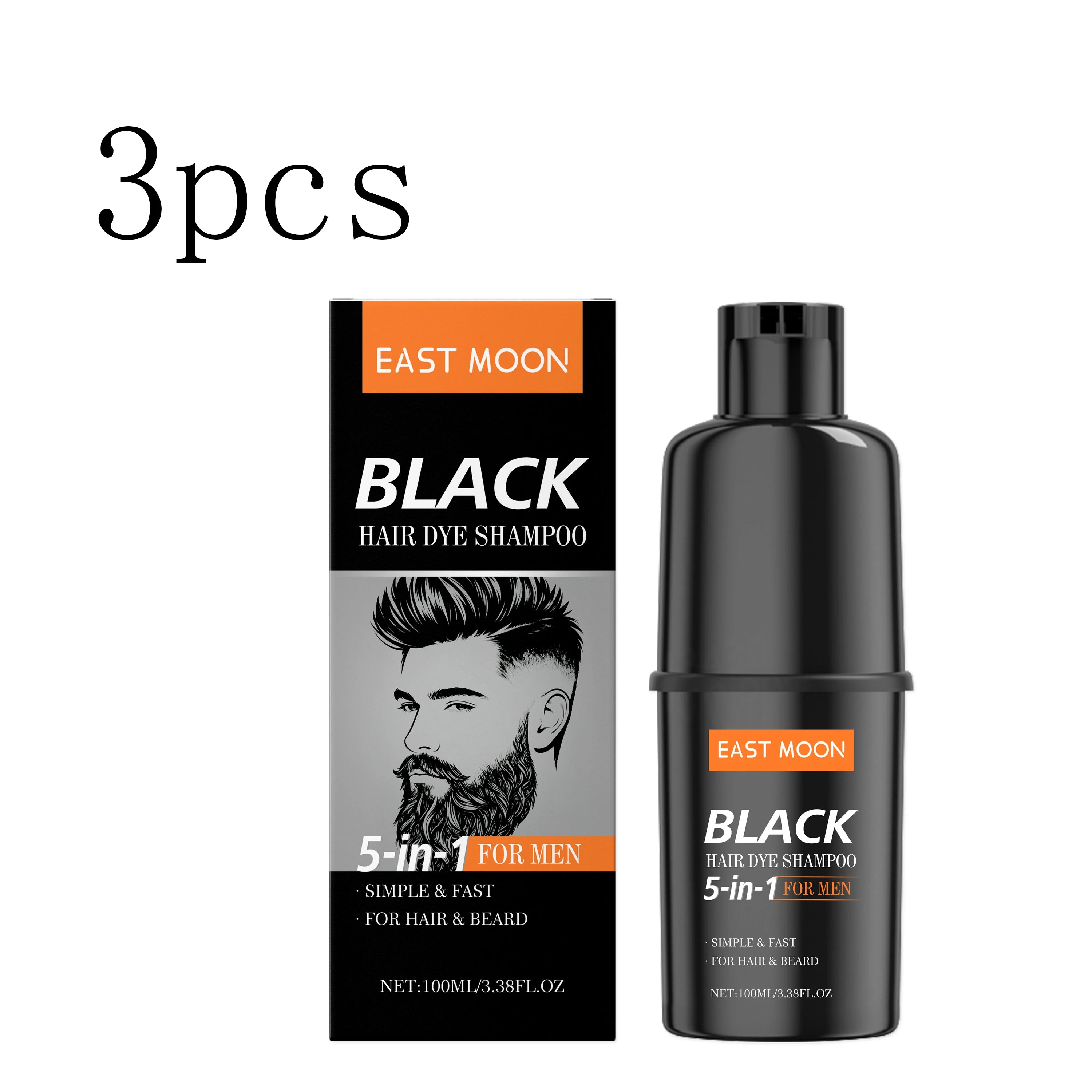 East Moon Black Men's Hair Shampoo – Gray Coverage & Shine Hair Color Shampoo Oasis Select 3boxed