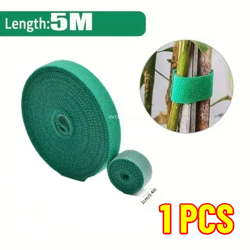 Self Adhesive Nylon Plant Ties Garden Twine Plant Bandage Hook Loop Vine Wrap Support Tape Garden Fastening Strips Cable Tie Oasis Select 1roll-5M