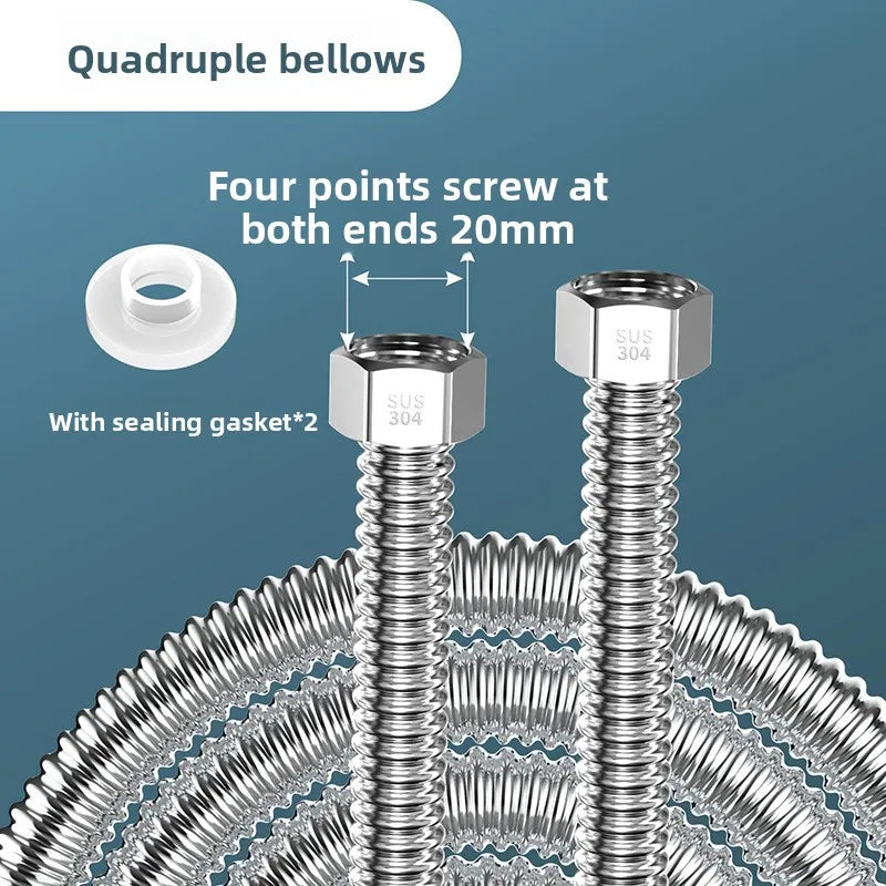 G1/2"G3/4"G1" Stainless Steel Corrugated Water Hard Pipe Hose 20-200cm Oasis Select 2m 1