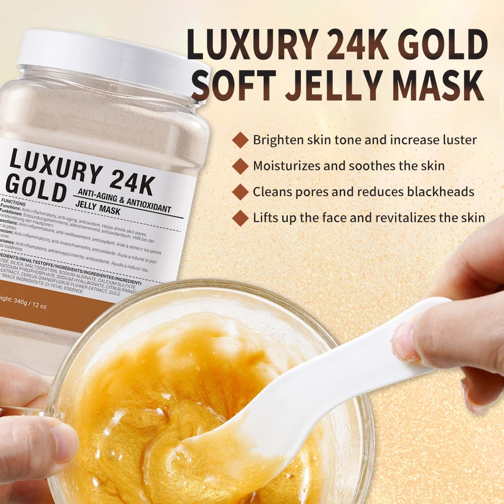 24K Gold Anti-Aging Jelly Mask Powder – Peel-Off Hydro Face Mask Peel-Off Face Mask Oasis Select