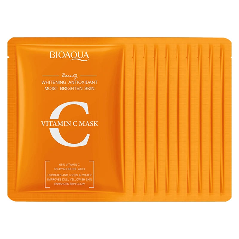 BIOAQUA Vitamin C Face Mask – Whitening, Hydrating & Anti-Aging Vitamin C Face Mask Oasis Select 10pcs