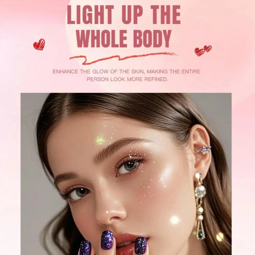 SAM SUGAR Pink Peach Shimmer Highlighter Powder Puff | Face & Body