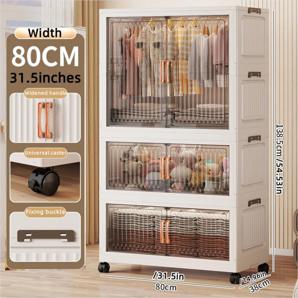 Foldable Double-door Wardrobe-no Assembly Portable Closet Large