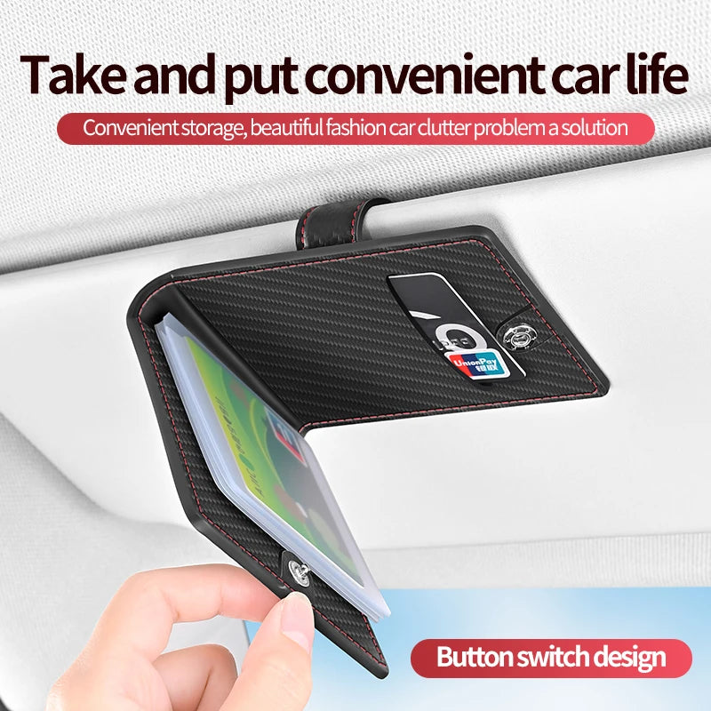 Car Sun Visor Card Holder – Leather Multi-Pocket Organizer