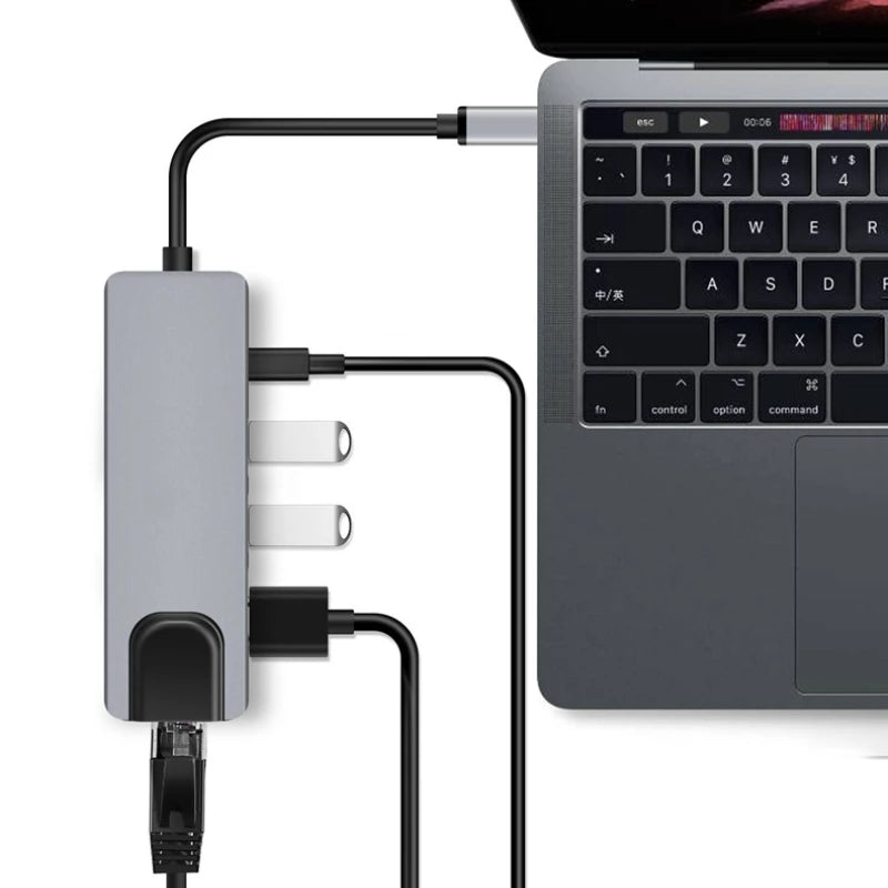 Type-C To 5Ports Docking Station HDMI 4K/RJ45 100M Splitter USB 3.0 5Gbps High Speed USB C 5 in 1 HUB Adapter For Laptop Macbook Oasis Select