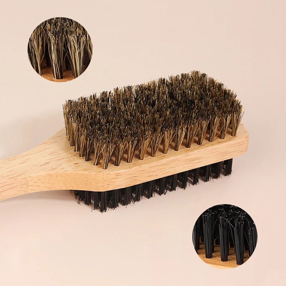 1PC Men Boar Bristle Hair Brush S/M/L Natural Wooden Wave Brush for Male Beard Hairbrush Dual-purpose Double-sided Beard Brush Oasis Select