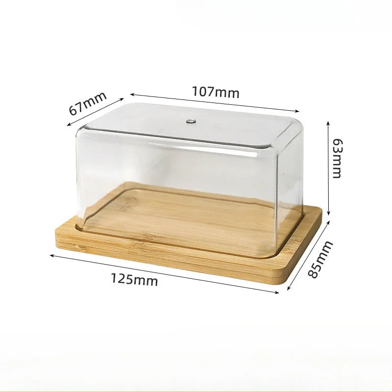 Nordic Countertop Bamboo Butter Dish Plate with Transparent Acrylic Lid Kitchen Storage Butter Container Box Butter Tableware Oasis Select Butter Box