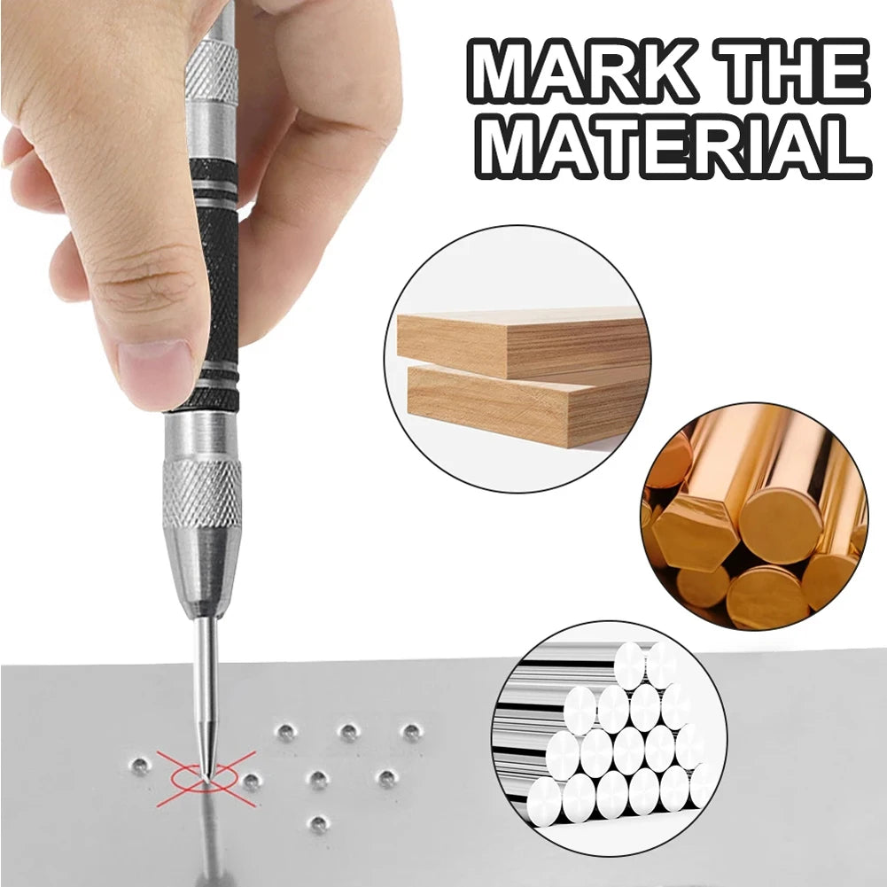 5inch Automatic Center Punch Spring Loaded Marker Wood Metal Glass Steel Press Dent Drill Location Hand Tool ﻿ Oasis Select