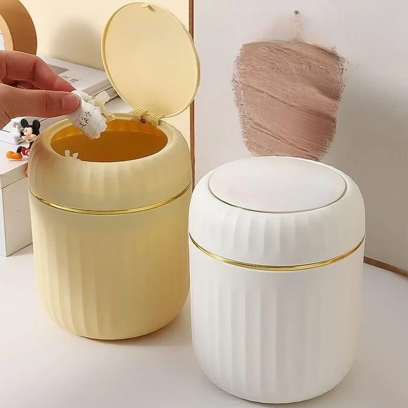 Mini Desktop Trash Can with Lid Garbage Waste Bin Organizer Bedroom Office Desk Storage Box Made Durable Plastic Home Supplies Oasis Select