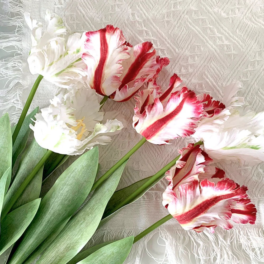 Luxury 3D Parrot Tulip branch 1PC Real Touch Artificial Flowers for Wedding Fake Tulips Bridal DIY Bouquet Living Room Ornaments Oasis Select