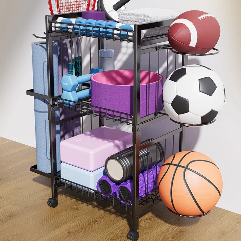 Household multi-layer basketball rack removable fitness equipment yoga mat storage basket dumbbell foam shaft storage rack Oasis Select