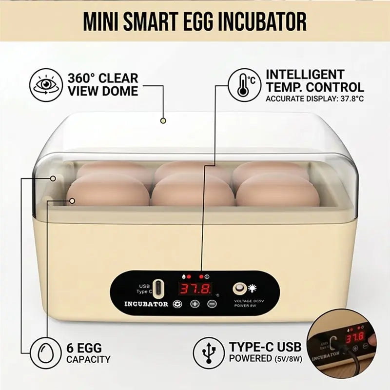LIKE WISH USB Mini Egg Incubator Smart Egg Incubator Electric Farm Chicken Duck And Goose Egg Incubator Small Egg Incubator Oasis Select