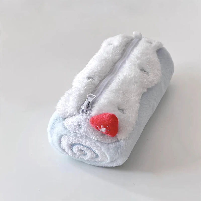 1Pcs Cute Cake Cosmetics Bag Swiss Roll Plush Pencil Case Kawaii Large Capacity Stationery Organizer School Girls Gift Oasis Select A1