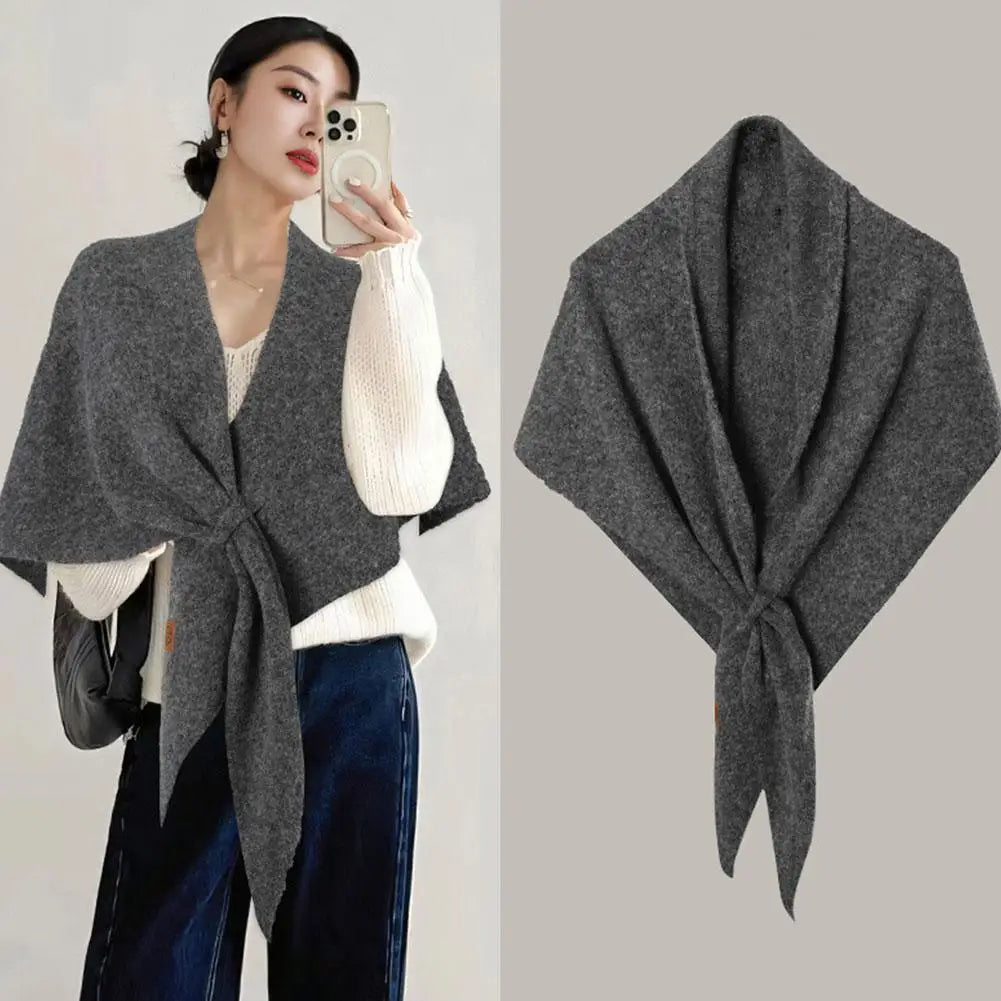 Women's Knitted Triangle Scarf – Soft Wool Blend Shawl Wrap
