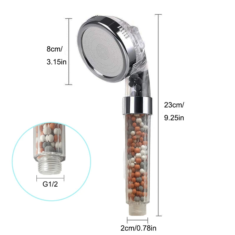 1pc Filtered Shower Head ABS High Pressure Water Saving Spray Handheld Clear Showerheads with With Filter Beads for Bathroom Oasis Select