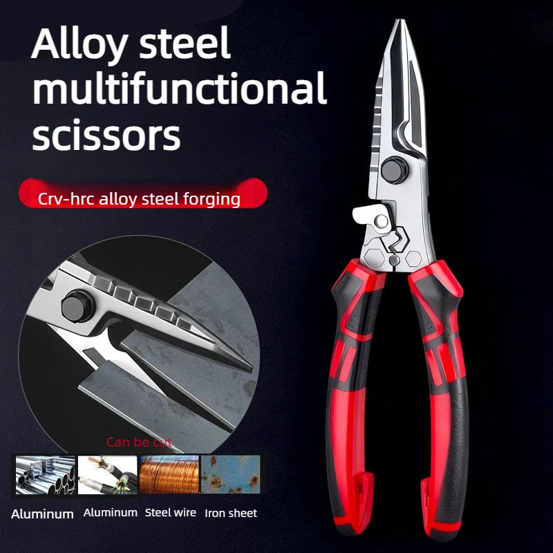Alloy Steel Multi Functional Shears Industrial Grade Tin Snips Electrician Special Wire Cutter Stripping Iron Sheet Scissors Oasis Select