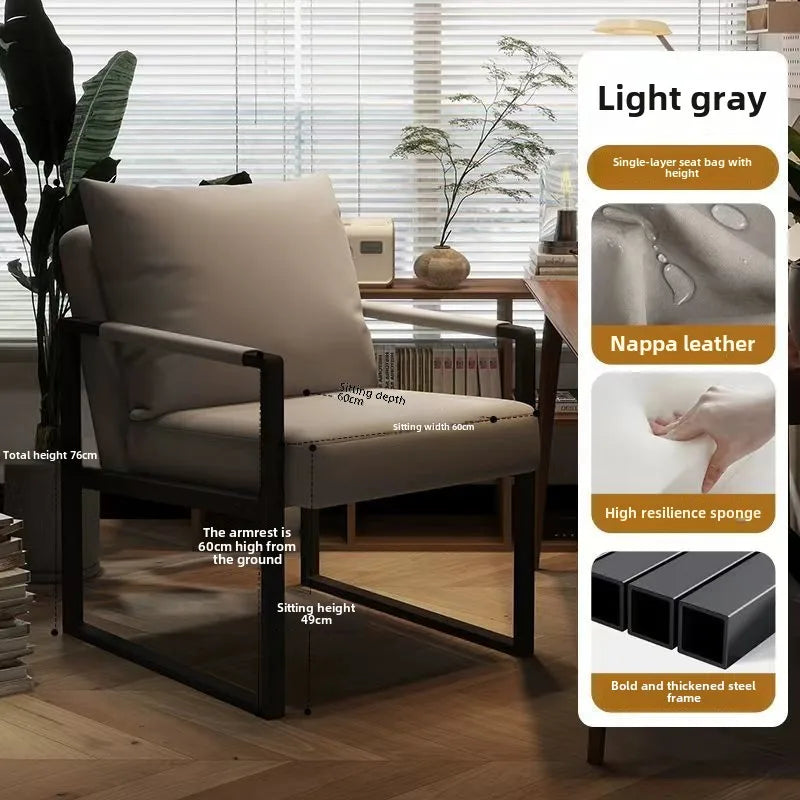 Nordic lazy sofa light luxury sales single wrought iron leisure chair balcony negotiation bedroom living room minimalist sofa Oasis Select Light gray One Seat