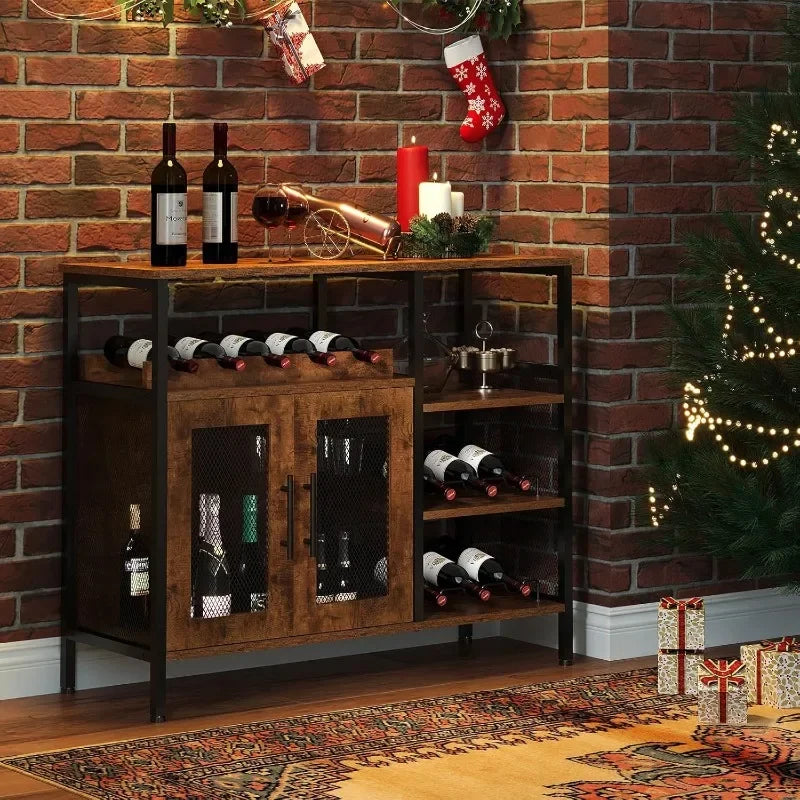Household Solid Wood Wine Cabinet Restaurant Bar Counter Wine Rack Foreign Wine Display Stand Wine Collection Cabinet Large Oasis Select