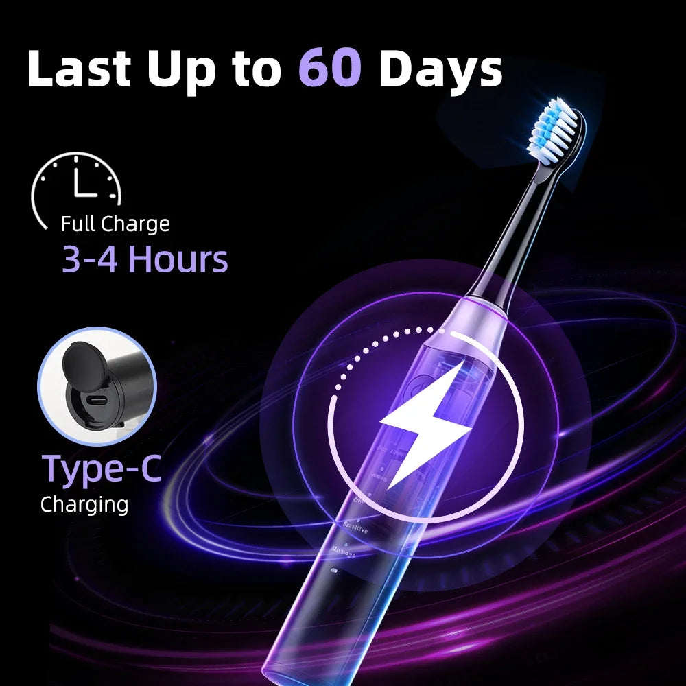 AFDEAL Sonic Electric Toothbrush 5 Modes | IPX7 & 4 Heads