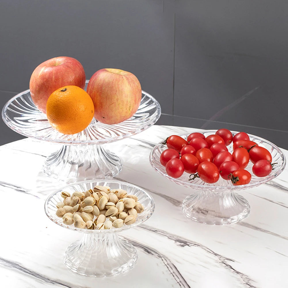 Clear Acrylic Snack & Fruit Serving Tray | Round PET Plate