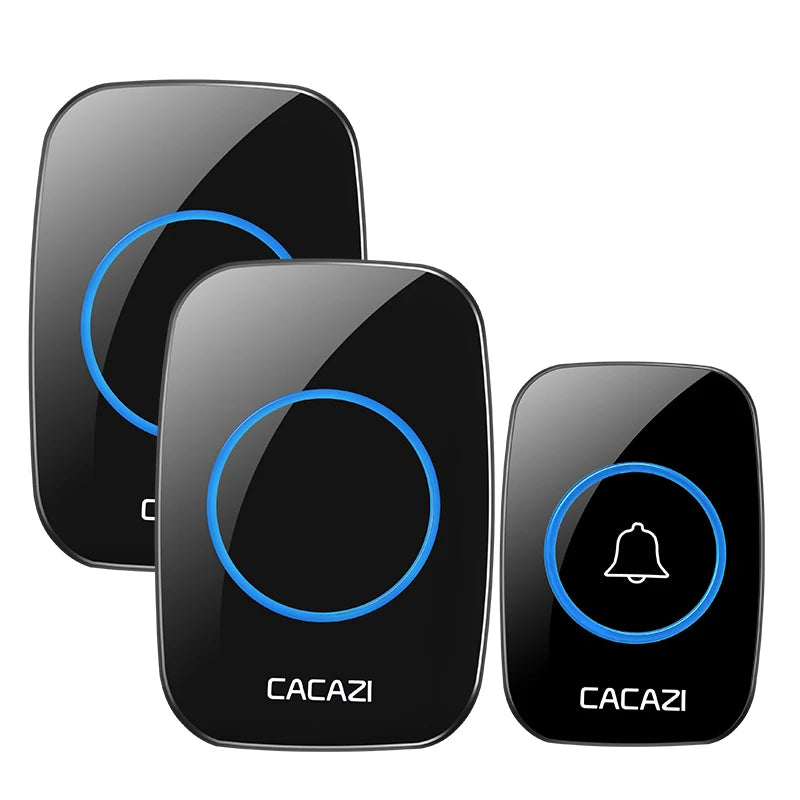 CACAZI New Wireless Doorbell Waterproof 300m Range US EU UK Plug-in Home Intelligent Door Bell Chime 1 2 Button 1 2 3 Receivers Oasis Select B 1Button 2Receiver EU Plug