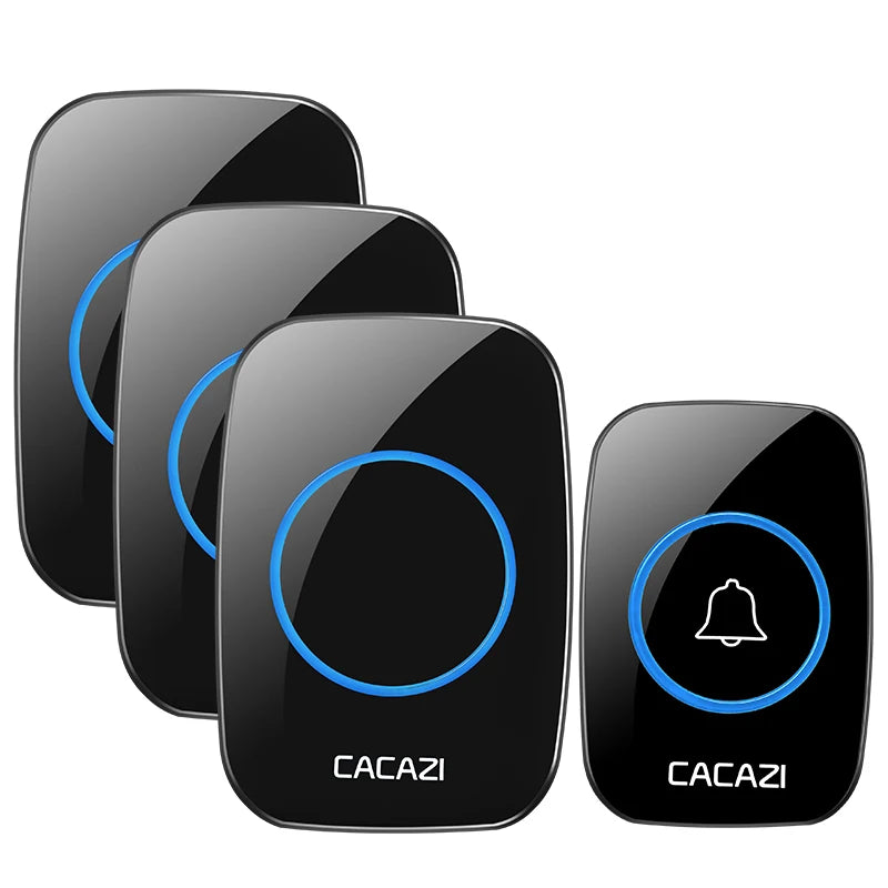 CACAZI New Wireless Doorbell Waterproof 300m Range US EU UK Plug-in Home Intelligent Door Bell Chime 1 2 Button 1 2 3 Receivers Oasis Select B 1Button 3Receiver EU Plug