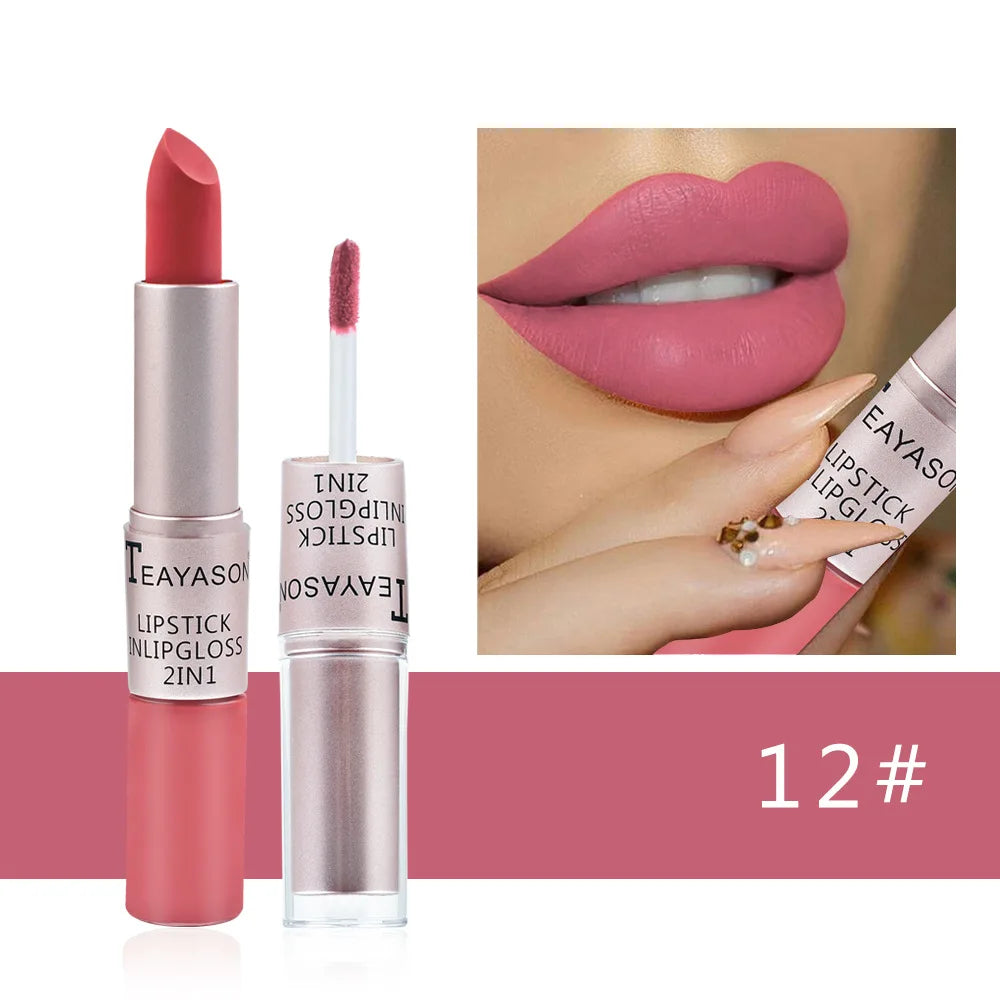 TEAYASON 2-in-1 Matte Liquid Lipstick & Gloss – Waterproof