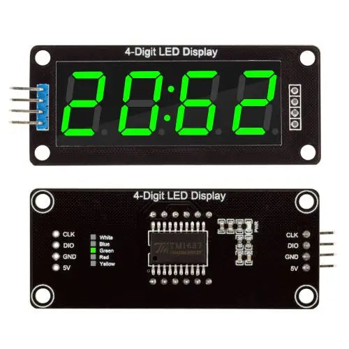 TM1637 0.36" 4 Bit LED Digital Tube Display 7 Segments Red Green Blue Yellow White LED Module Board with Pin for Arduino Oasis Select Green light