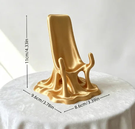 Melting Liquid Fluid Phone Stand 3D Printed Portable Desktop Cell Phone Holder Mobile Cradle Home Office Kawaii Table Decor Gift Oasis Select Melted silk gold