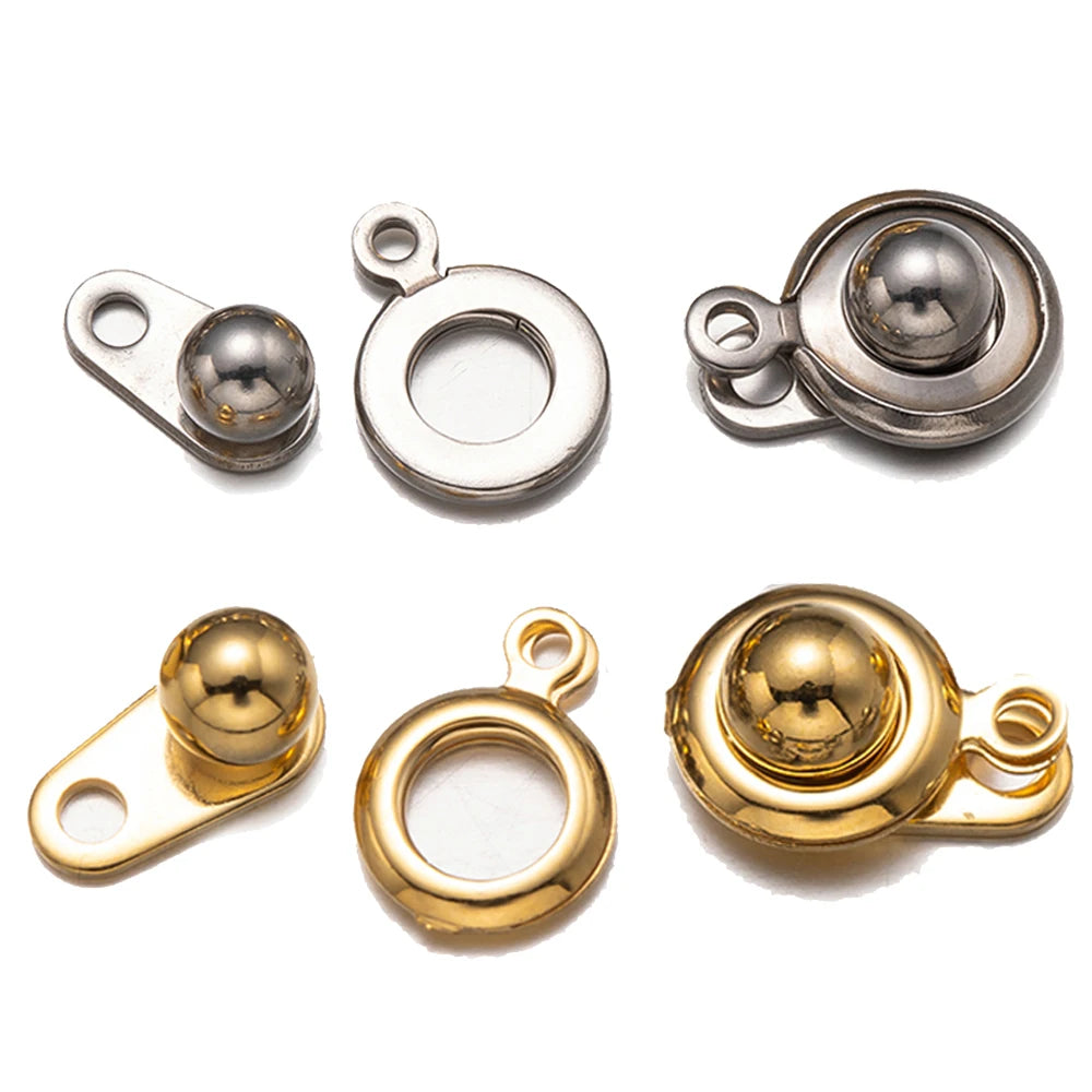 10 Sets 304 Stainless Steel Snap Button Clasps Ball & Socket Snap Clasps Fastener Clasp for Necklace Bracelet DIY Craft Oasis Select Mix
