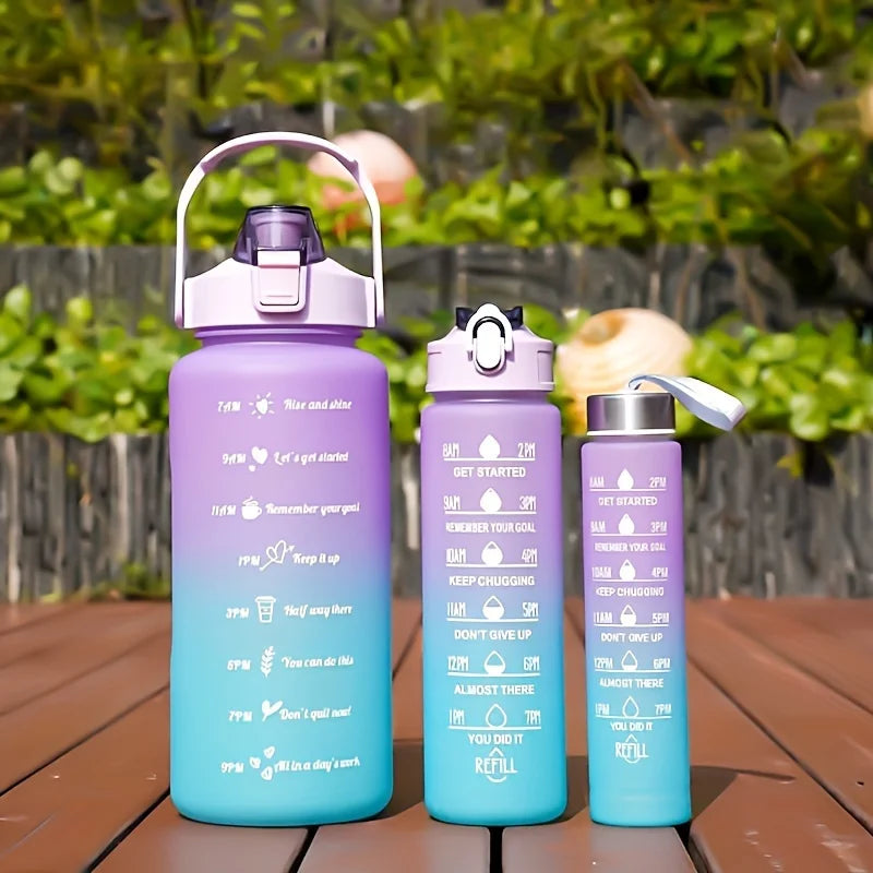 2 Liter Large Capacity Sports Water Bottle Leak Proof Colorful Plastic Cup Drinking Outdoor Travel Portable Gym Fitness Jugs Oasis Select purple blue-3pcs 2.0L