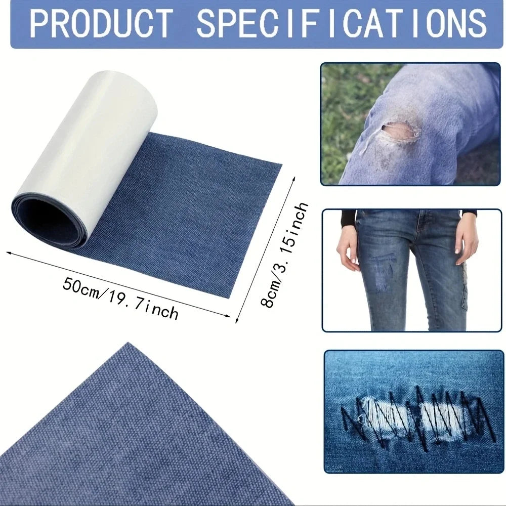 3 /Rolls of Jean Iron-On Patches, 8 x 50 cm Repair Patches, Clothing, Self-Adhesive Iron-On Patches for Children Adults (Dark Bl Oasis Select