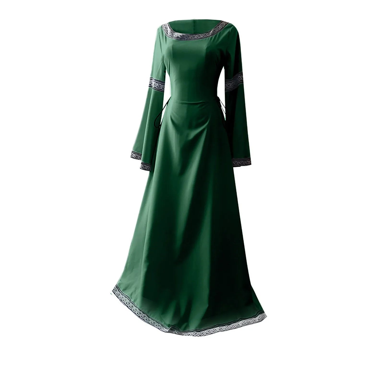 Women's Medieval Renaissance Trumpet Sleeve Lace Maxi Gown Renaissance Costume Dress Oasis Select Green M