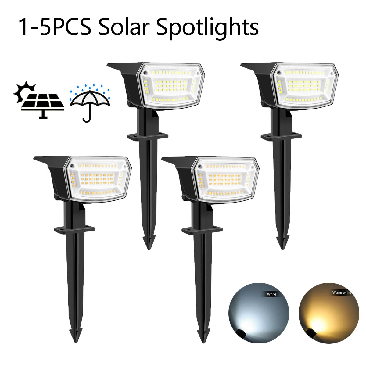 1-5Pcs Solar Outdoor Spot Lights Waterproof can work under -20℃~60℃,59LEDs Adjust Brightness Xmas Tree Yard Path Lawn Decor Lamp Oasis Select