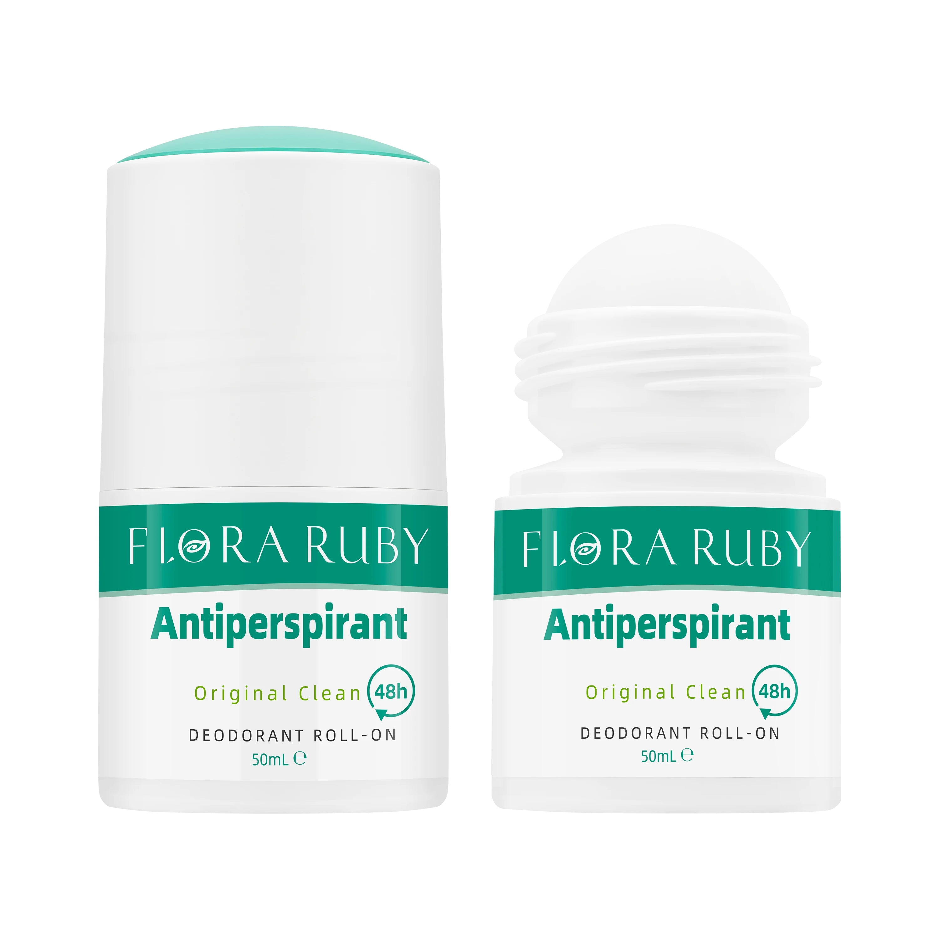 Flora Ruby deodorant rool on, 24-hour anti sweat and deodorizing, long-lasting freshness, easy to carry Oasis Select Original Clean