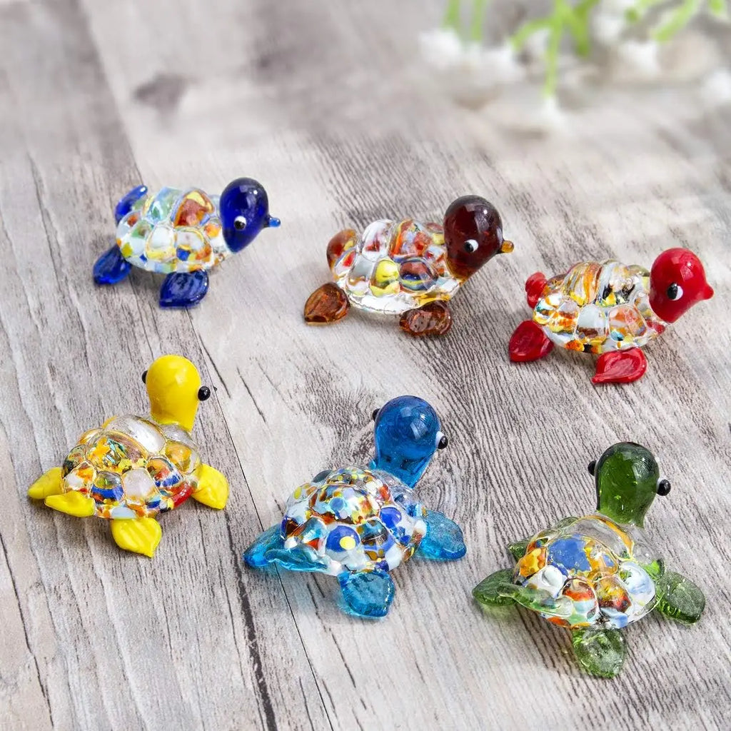 Cute Glass Turtle Miniature Figurine Japan Style Cartoon Sea Animal Ornaments Aquarium Fish Tank Kawaii Decor Accessories Oasis Select