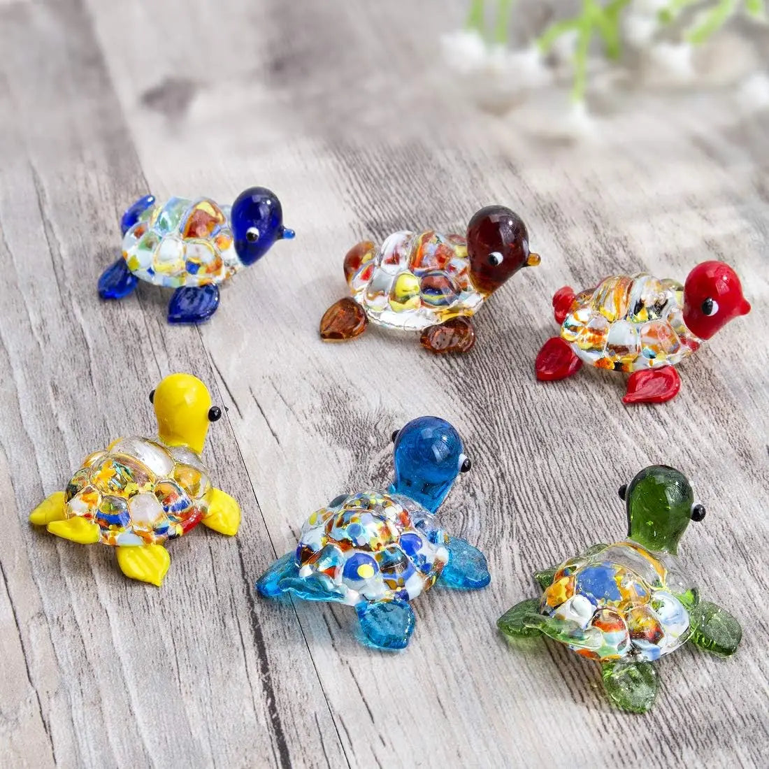 Cute Glass Turtle Miniature Figurine Japan Style Cartoon Sea Animal Ornaments Aquarium Fish Tank Kawaii Decor Accessories Oasis Select