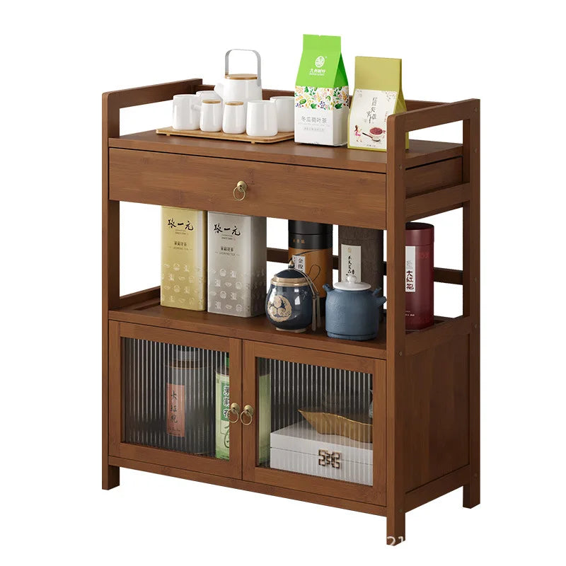 Tea cabinet, tea cabinet, sideboard, solid wood movable living room tea set cabinet, storage cabinet, shelving cabinet, storage Oasis Select